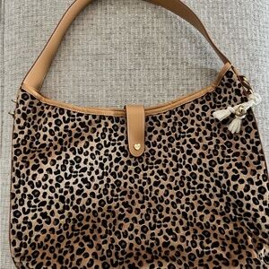 Stoney Clover Lane Leopard Print Slouchy Shoulder Bag, EUC